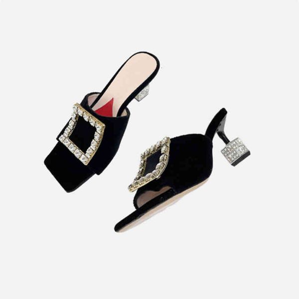 dress shoes new woman mules slippers desginer slis summer sign crystal buckle high heel brand velvet silk square foot sandals, Black
dress shoes new woman mules slippers desginer slis summer sign crystal buckle high heel brand velvet silk square foot sandals, Black
