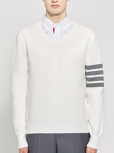 tb men's sweaters 2022 winter new arrival sweater male classic cotton 4 bar stripes v-neck white pullovers coats casual harajuku solid, White;black
tb men's sweaters 2022 winter new arrival sweater male classic cotton 4 bar stripes v-neck white pullovers coats casual harajuku solid, White;black