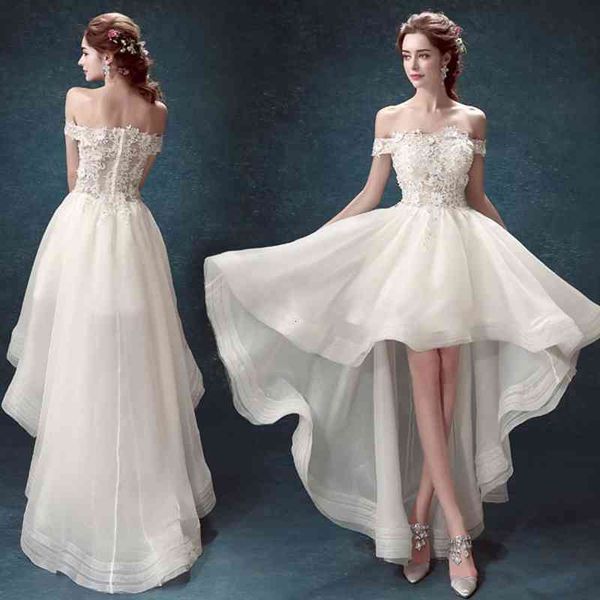 ball gown wedding dresses lace flower off shoulder white bride' short front and long back small tail wedding dress summer
ball gown wedding dresses lace flower off shoulder white bride' short front and long back small tail wedding dress summer