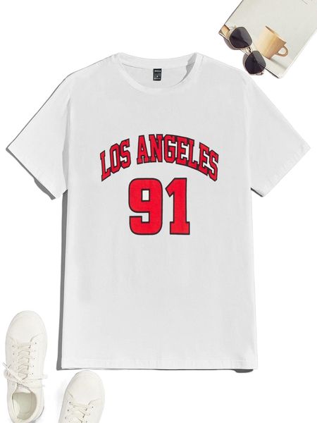 men letter & number print tee a3yr#, White;black
men letter & number print tee a3yr#, White;black