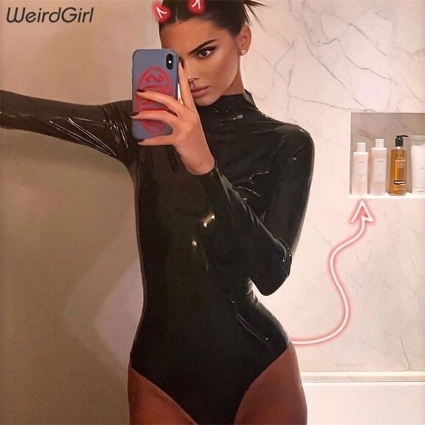 weirdgirl women pu leather bodysuits slim party black turtleneck skinny full sleeve autumn highstreet rompers y200401, Black;white
weirdgirl women pu leather bodysuits slim party black turtleneck skinny full sleeve autumn highstreet rompers y200401, Black;white