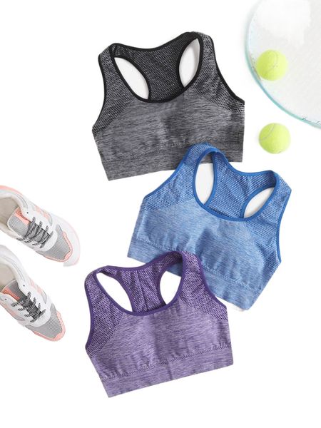 3pcs racer back sports bra x64c#, Gray