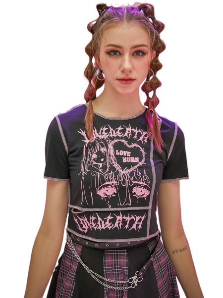 romwe x aak cyber luvr stitching trim letter figure graphic tee t7qo#, White
romwe x aak cyber luvr stitching trim letter figure graphic tee t7qo#, White