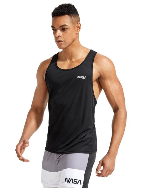 men letter graphic sports tank h36x#, White;black