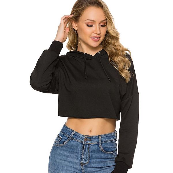 gym clothing explosion skateboard sport women's fashion hooded long-sleeved shoulders loose cut short navel solid color fitness pullove, White;black
gym clothing explosion skateboard sport women's fashion hooded long-sleeved shoulders loose cut short navel solid color fitness pullove, White;black