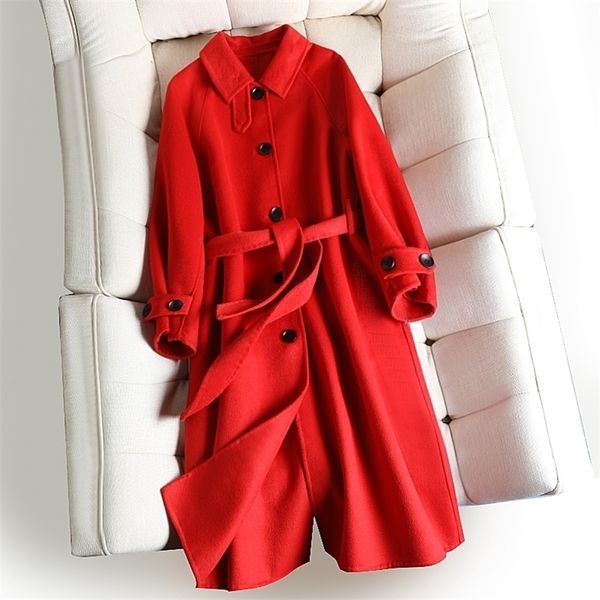 of 2020 the new double-sided cashmere coat female in long han edition hepburn wind with thick cloth coat wet outside lj200928, Black
of 2020 the new double-sided cashmere coat female in long han edition hepburn wind with thick cloth coat wet outside lj200928, Black