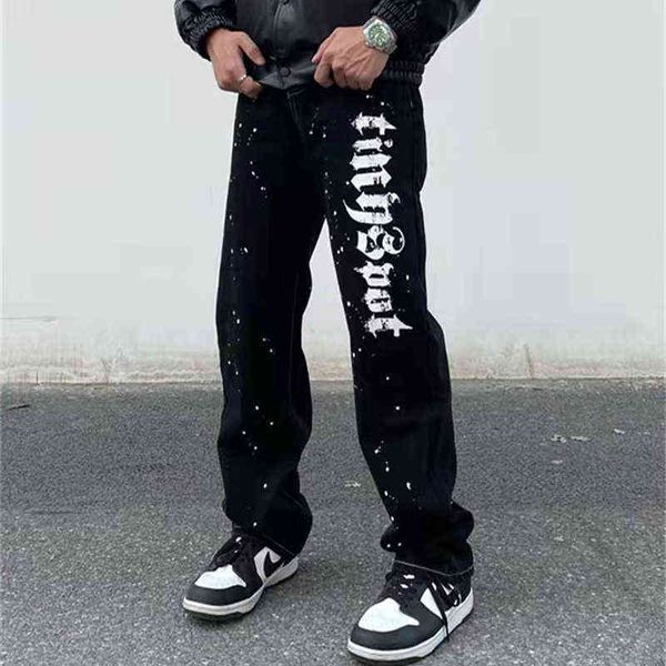 ink painted letter print retro mens jeans high street couple washed hip hop baggy casual denim straight trousers autumn pants t220803, Blue
ink painted letter print retro mens jeans high street couple washed hip hop baggy casual denim straight trousers autumn pants t220803, Blue