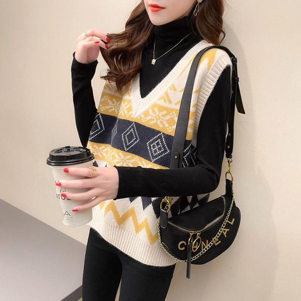 women's vests ladies geometric pattern pullover knit vest women's loose contrast color versatile college style sweater outer wear, Black;white
women's vests ladies geometric pattern pullover knit vest women's loose contrast color versatile college style sweater outer wear, Black;white