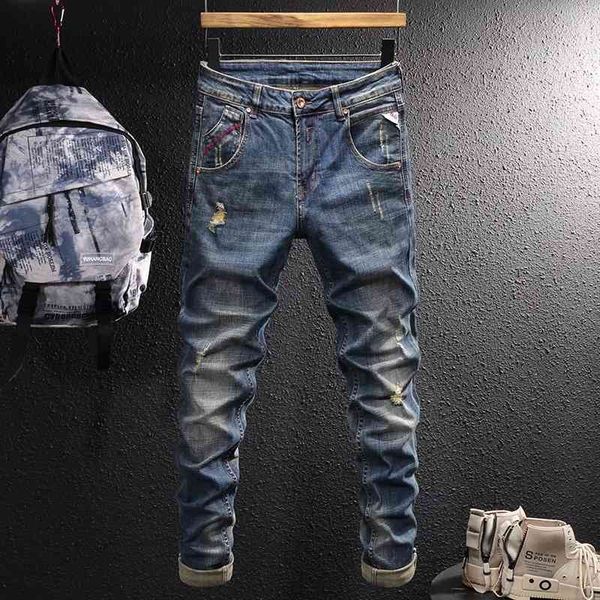 men's jeans trendy summer jeans men's fashion elastic handsome versatile nostalgic holes slim feet viic, Blue
men's jeans trendy summer jeans men's fashion elastic handsome versatile nostalgic holes slim feet viic, Blue