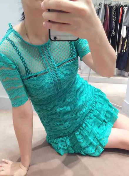 casual dresses autumn and winter women's wear versatile lace splicing dres, Black;gray