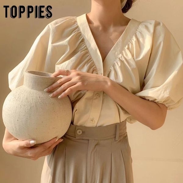 woman blouses batwing sleeve vneck summer button short shirts solid color women y200622, White
woman blouses batwing sleeve vneck summer button short shirts solid color women y200622, White