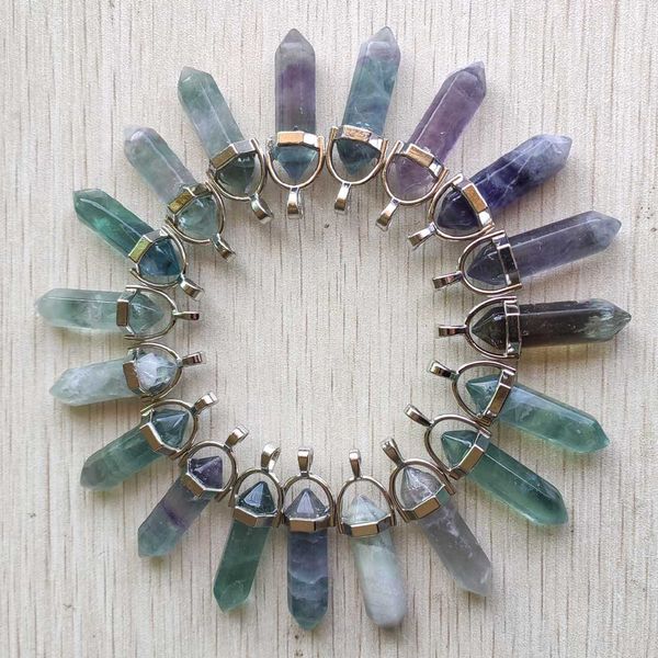 natural fluorite stone pillar charms point chakra crystal pendants for jewelry making, Bronze;silver
natural fluorite stone pillar charms point chakra crystal pendants for jewelry making, Bronze;silver