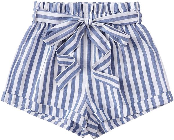 women's tie bow floral print summer beach elastic shorts 06lh#, White;black
women's tie bow floral print summer beach elastic shorts 06lh#, White;black