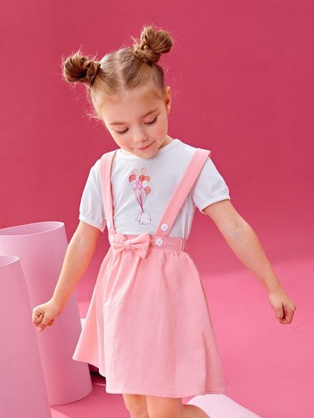 x corilaticollab toddler girls cartoon graphic tee & bow front overall dress she, White
x corilaticollab toddler girls cartoon graphic tee & bow front overall dress she, White