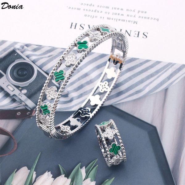 donia jewelry luxury bangle european and american fashion exaggerated classic four-leaf flower micro-set green fritillary designer ring set, Black
donia jewelry luxury bangle european and american fashion exaggerated classic four-leaf flower micro-set green fritillary designer ring set, Black