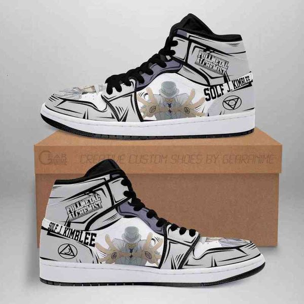 solf j. kimblee metal alchemist sneakers anime custom shoes, Black