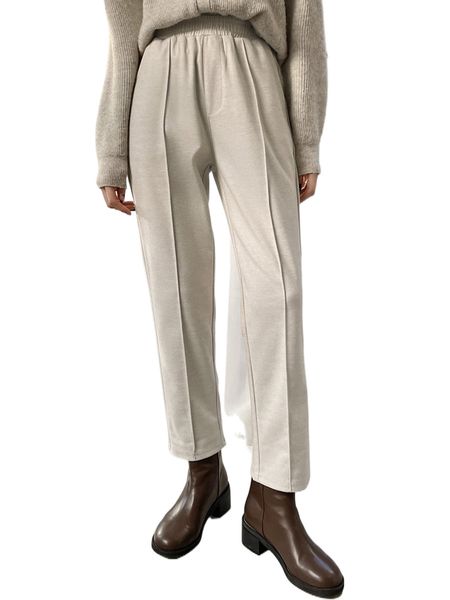 dazy elastic waist seam detail pants i2te#, Black;white 
dazy elastic waist seam detail pants i2te#, Black;white