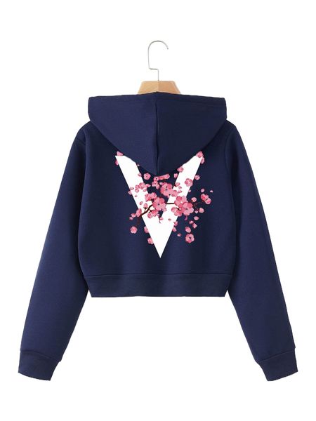 letter & floral graphic hooded sweatshirt 146b#, Black 
letter & floral graphic hooded sweatshirt 146b#, Black