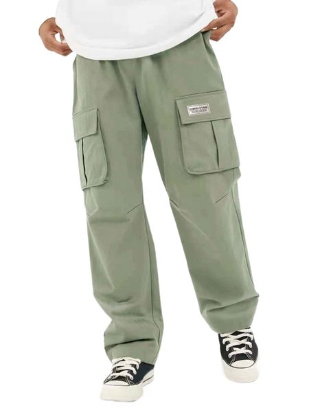 men slogan patched detail flap pocket drawstring waist cargo pants c4os#, Black
men slogan patched detail flap pocket drawstring waist cargo pants c4os#, Black