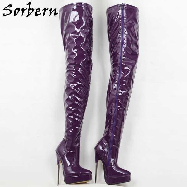 sorbern crotch thigh high boots 18cm metal high heel long boot ladies shoes platform spike hard walk boot pointy toes, Black
sorbern crotch thigh high boots 18cm metal high heel long boot ladies shoes platform spike hard walk boot pointy toes, Black