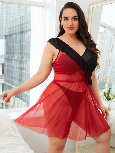 plus color block ruffle trim mesh dress w4sf#, Black;white
plus color block ruffle trim mesh dress w4sf#, Black;white