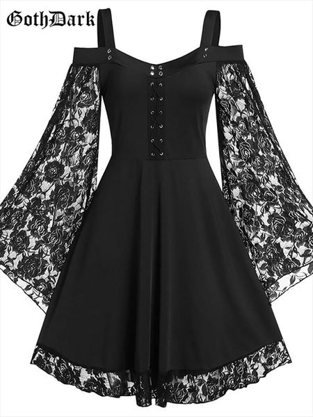 gothic aesthetic vintage women autumn dresses grunge lace patchwork flare sleeve black a-line dress punk partywear, Black;gray
gothic aesthetic vintage women autumn dresses grunge lace patchwork flare sleeve black a-line dress punk partywear, Black;gray