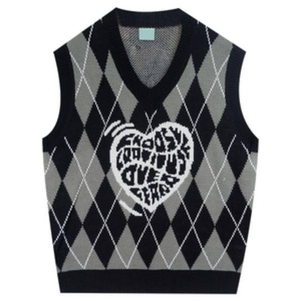 womens vests deeptown black gothic sweater vest women heart print argyle knittw 220823, Black;white
womens vests deeptown black gothic sweater vest women heart print argyle knittw 220823, Black;white
