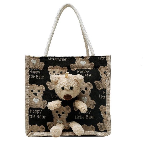 cute bear cartoon handbags students large capacity burlap canvas bag trendy cow bento bag for girls, Black
cute bear cartoon handbags students large capacity burlap canvas bag trendy cow bento bag for girls, Black