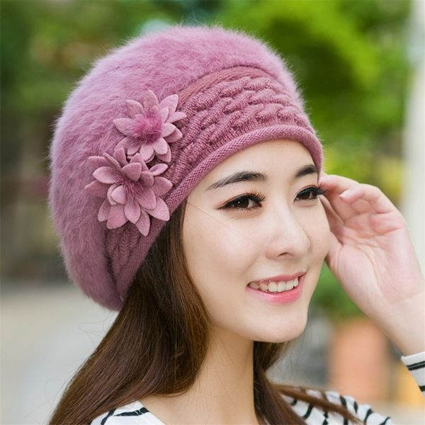 women s winter hats for women knitted bonnet caps female elegant flowers beret brand rabbit fur beanie skullies hat 220817, Blue;gray
women s winter hats for women knitted bonnet caps female elegant flowers beret brand rabbit fur beanie skullies hat 220817, Blue;gray
