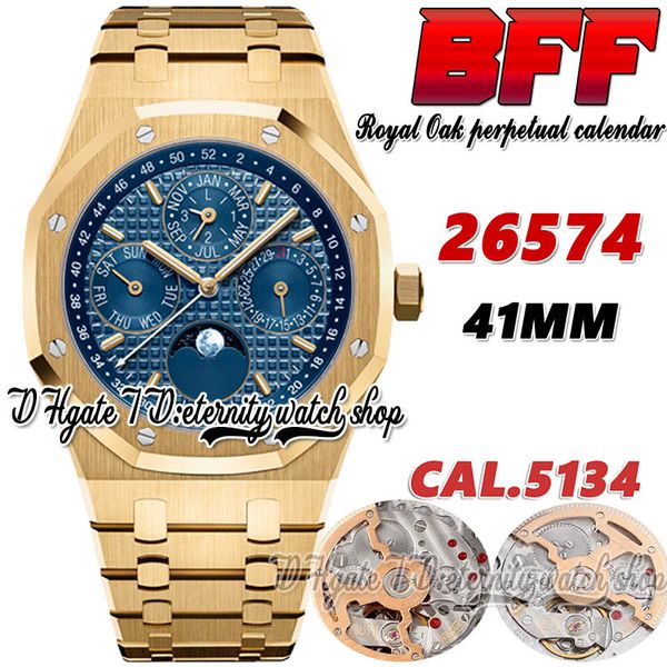 bff bf26574 complicated function cal.5134 bf5134 automatic mens watch 41mm moon phase blue textured dial stick markers gold stainless bracel, Slivery;brown
bff bf26574 complicated function cal.5134 bf5134 automatic mens watch 41mm moon phase blue textured dial stick markers gold stainless bracel, Slivery;brown