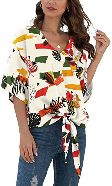 summer tees v-neck short sleeve shirt temperament print shirt for women, White
summer tees v-neck short sleeve shirt temperament print shirt for women, White