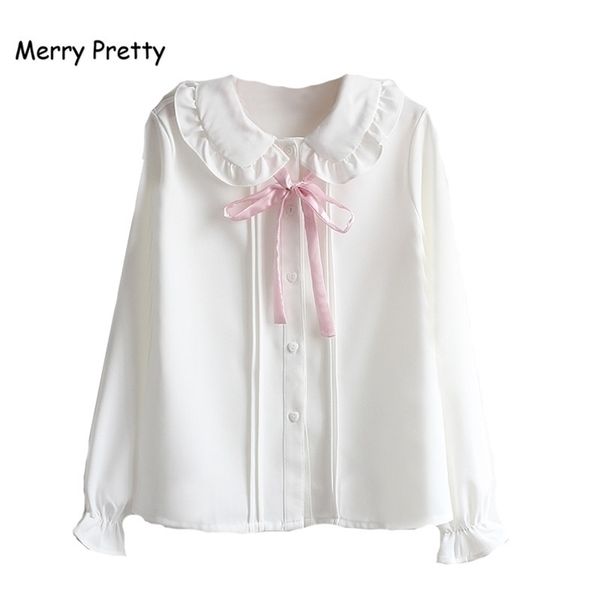 merry pretty women blouses girls autumn long sleeve peter pan collar pink bowknot white chiffon blouse shirt school uniform 210326
merry pretty women blouses girls autumn long sleeve peter pan collar pink bowknot white chiffon blouse shirt school uniform 210326