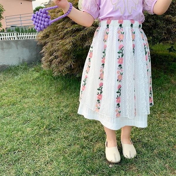 mila chou summer girl's lace embroidered long cake aline skirt kids high waise white skirt for children 220525, Blue
mila chou summer girl's lace embroidered long cake aline skirt kids high waise white skirt for children 220525, Blue
