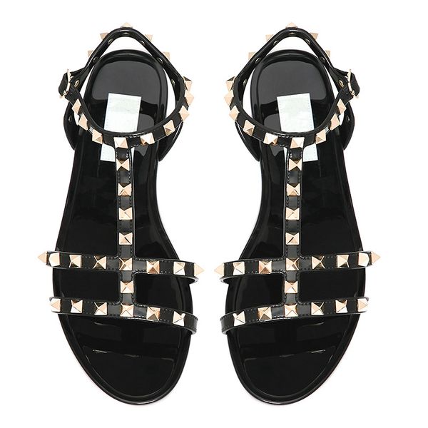 women studs gold flat jelly sandals fashion rivet slippers studded flats slip on mule leather slides thong flip flops lady girls slider beac, Black
women studs gold flat jelly sandals fashion rivet slippers studded flats slip on mule leather slides thong flip flops lady girls slider beac, Black