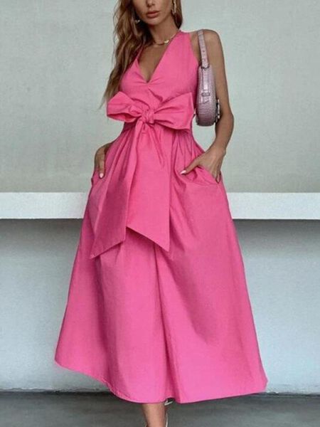 casual dresses women elegant bowknot long dress v neck lace up sleeveless a line party streetwear 2022 summer lady solid, Black;gray
casual dresses women elegant bowknot long dress v neck lace up sleeveless a line party streetwear 2022 summer lady solid, Black;gray
