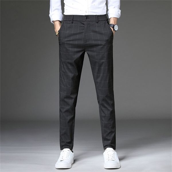 jantour casual pants men fit plaid fashion gray black trousers male brand clothing business work pant 28-38 lj201221
jantour casual pants men fit plaid fashion gray black trousers male brand clothing business work pant 28-38 lj201221