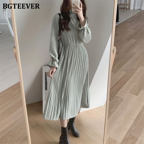 bgteever elegant stand collar flare sleeve women aline dress chiffon midi dress female elastic waist pleated vestidos t200416, Black;gray
bgteever elegant stand collar flare sleeve women aline dress chiffon midi dress female elastic waist pleated vestidos t200416, Black;gray