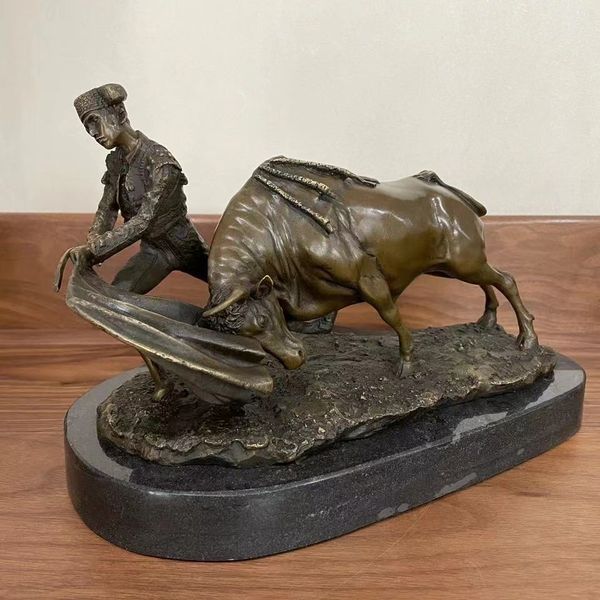 bronze bull sculpture spanish bullfighting trainer statue vintage art living room ornament gifts desk decoration, Silver
bronze bull sculpture spanish bullfighting trainer statue vintage art living room ornament gifts desk decoration, Silver