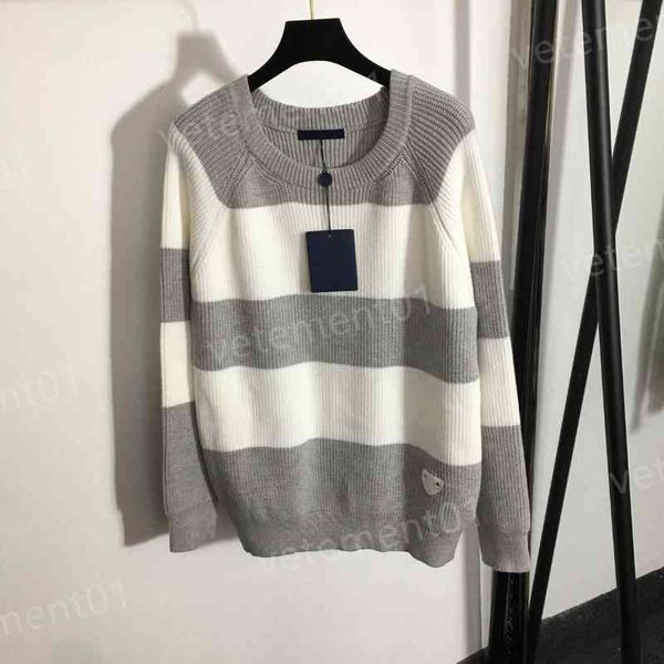 luxury women sweater fashion brand grey striped colorblock loose sweater knitwear fashion brand designer womens sweaters, White;black
luxury women sweater fashion brand grey striped colorblock loose sweater knitwear fashion brand designer womens sweaters, White;black