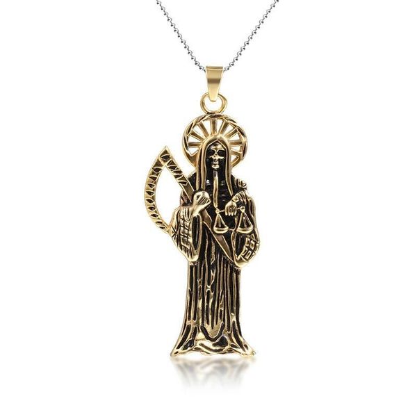 pendant necklaces hip hop vintage holy death skull gold necklace stainless steel men and women gothic jewelry, Silver
pendant necklaces hip hop vintage holy death skull gold necklace stainless steel men and women gothic jewelry, Silver