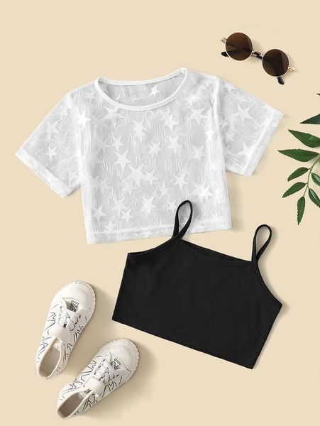 toddler girls star mesh & cami she, White
toddler girls star mesh & cami she, White