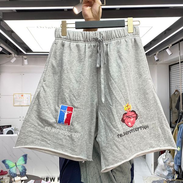 streetwear embroidery men women hip hop oversize shorts grey black
