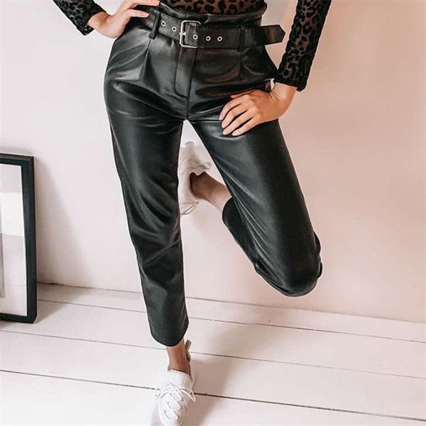 high waist belt sashes women pu leather slim pant black fashion summer pencil gothic vintage trouser ladies 2020 harajuku t200422, Black;white
high waist belt sashes women pu leather slim pant black fashion summer pencil gothic vintage trouser ladies 2020 harajuku t200422, Black;white