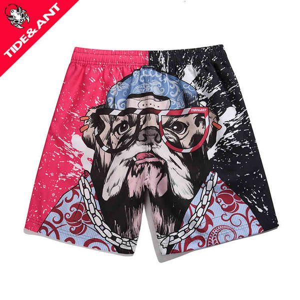 men's shorts couple tide brand beach pants quick dry dog print capris holiday loose large underpants, White;black
men's shorts couple tide brand beach pants quick dry dog print capris holiday loose large underpants, White;black