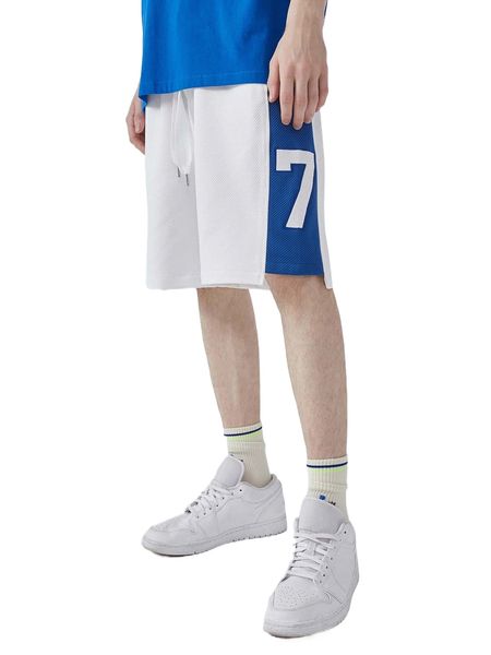 men contrast number side seam patch detail shorts s4pi#, White;black