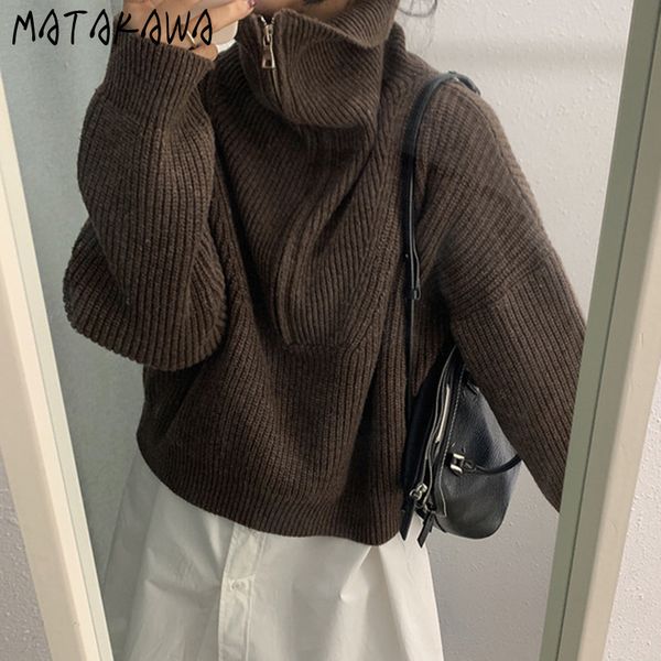 casual longsleeved womens sweaters coat korea chic autumn and winter turtleneck neck zipper loose pullovers 210506, White;black
casual longsleeved womens sweaters coat korea chic autumn and winter turtleneck neck zipper loose pullovers 210506, White;black
