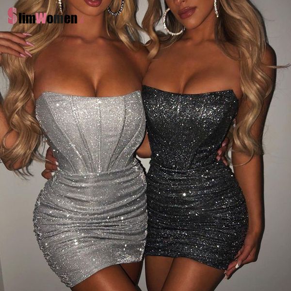 night club party woman dress bodycon glitter strapless mini dresses summer elegant ruched christmas corset vestidos 220520, Black;gray
night club party woman dress bodycon glitter strapless mini dresses summer elegant ruched christmas corset vestidos 220520, Black;gray