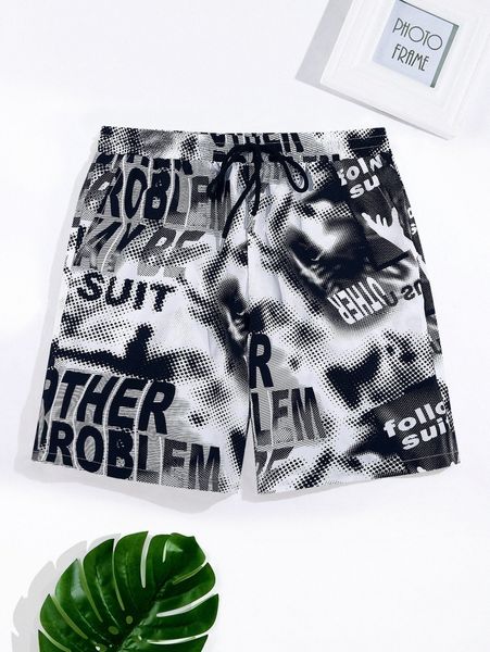 men random letter graphic drawstring waist shorts 98t0#, White;black
men random letter graphic drawstring waist shorts 98t0#, White;black