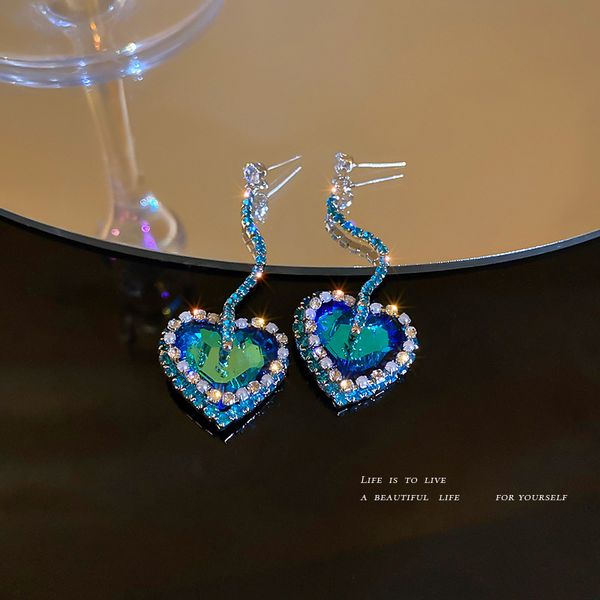 925 silver needle european and american exaggerated green heart earrings refined rhinestone long earrings internet celebrity mild luxury ret, Golden
925 silver needle european and american exaggerated green heart earrings refined rhinestone long earrings internet celebrity mild luxury ret, Golden