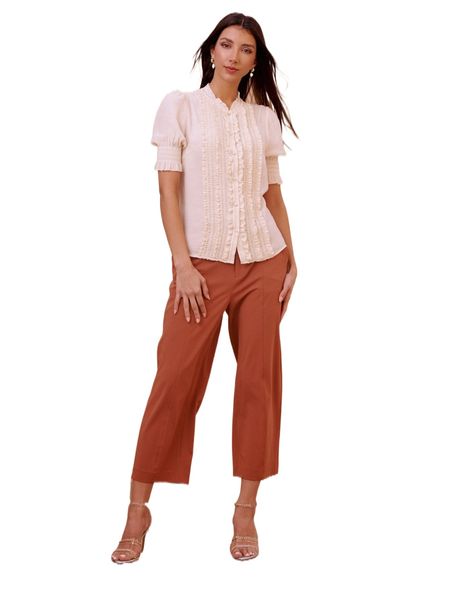 motf premium viscose shirred cuff blouse 24hj#, White